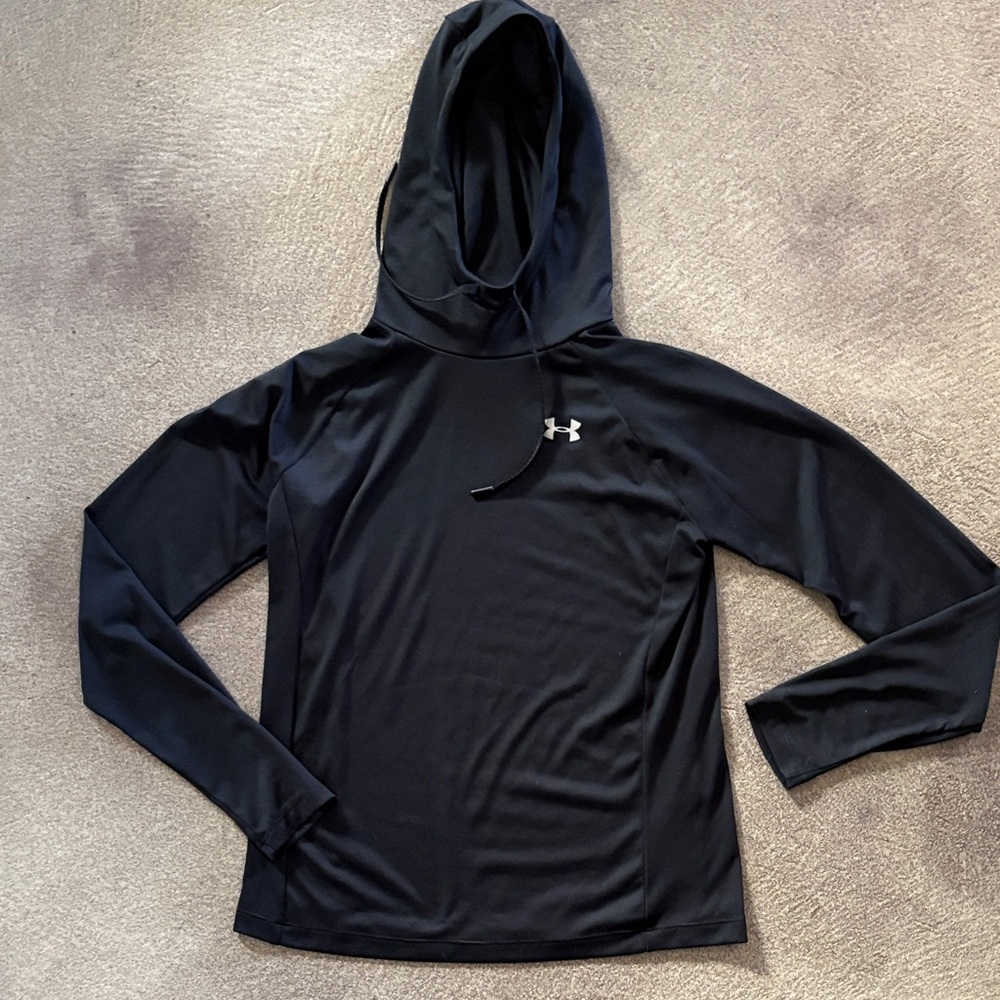 Women’s Under Armour Heat Gear Black Hooded Athletic Top (S)